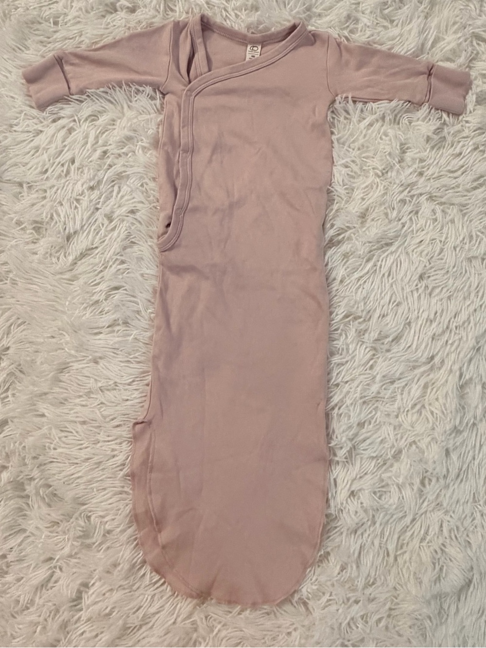 Colored Organics Newborn Organic Cotton Kimono Sleep Gown Mauve - Picture 2 of 11